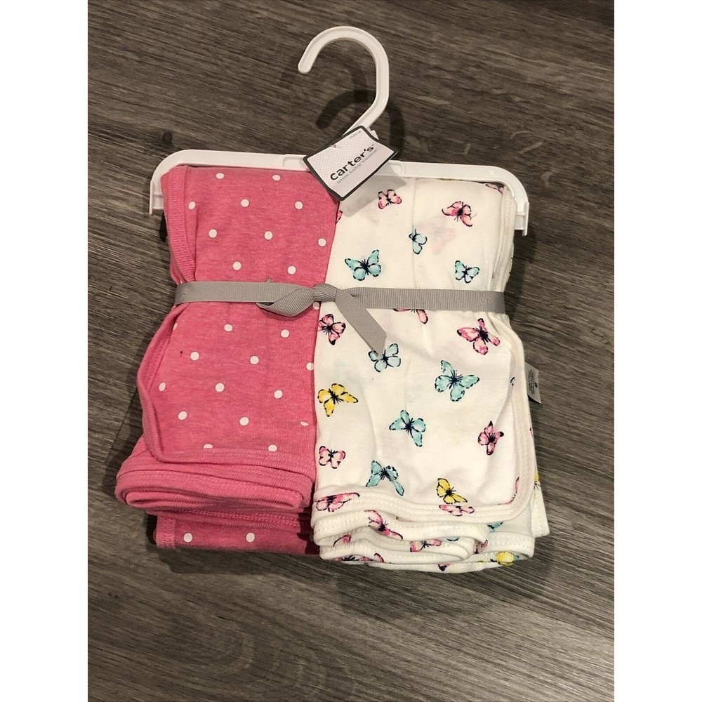 Carter's Receiving Swaddle Blanket Baby Girl Polka Dots Butterflies Pink…